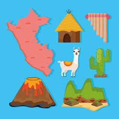 Poster - seven peru country icons