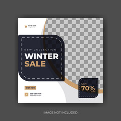 Wall Mural - winter Sale Social Media Post Banner Template. Super discount sale square flyer template. Modern and editable.