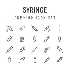 Canvas Print - Premium pack of syringe line icons.