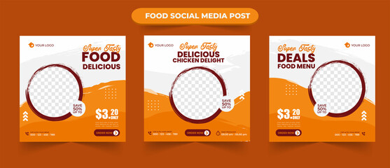 Wall Mural - set of editable cullinary delicious tasty food and menu restaurant promotion for social media post b