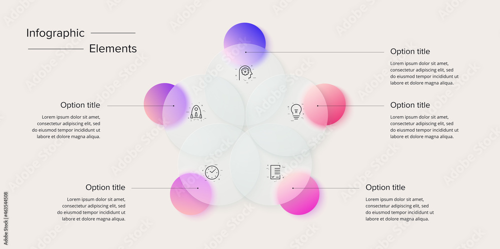 Business process chart infographics with 5 step circles. Circular ...