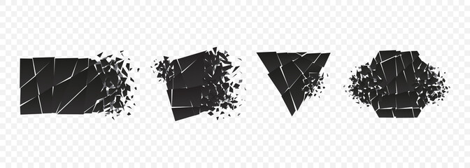 Wall Mural - shape explosion broken and shattered flat style design vector illustration set isolated on transpare