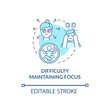 Difficulty maintaining focus concept icon. Inattentive sign abstract idea thin line illustration. Scattered thinking. Concentration difficulties. Vector isolated outline color drawing. Editable stroke