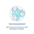 Time management concept icon. Parenting tip for ADHD abstract idea thin line illustration. Solving problems with procrastination. Vector isolated outline color drawing. Editable stroke