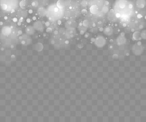 Canvas Print - Shining bokeh isolated on transparent background. Bokeh lights with glowing particles isolated. Christmas concept