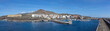 La Restinga, El Hierro - Panoramablick von der Hafenmauer über das Hafenbecken auf die Häuser des Ortes