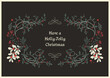 Vector template of vintage Christmas greeting card. Winter foliage composition with delicate botanical decor and inscription. Have a holly jolly Christmas