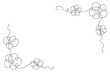 © Ольга Фурманюк - Hand-drawn floral corner, one line art, stylized continuous contour. Botanical decor element,template.Doodle, sketch style, minimalizm.Use for invitations,cards,holiday labels.Isolated.Vector