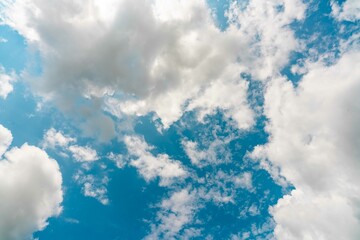 Wall Mural - beautiful blue sky and white cumulus clouds abstract background. cloudscape background. blue sky and