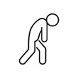 Tired person icon, line symbol. People with problem, burnout on work, stress. Low energy from fatigue, exhausted. Vector