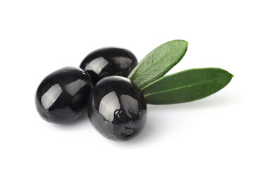 Canvas Print - Black ripe olives isolated on white background