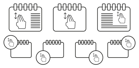 Poster - Vertical, drag, touch vector icon in calender set illustration for ui and ux, website or mobile application