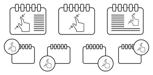Poster - Push to minimize, touch, finger vector icon in calender set illustration for ui and ux, website or mobile application