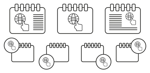 Poster - Global, finger, touch, push vector icon in calender set illustration for ui and ux, website or mobile application