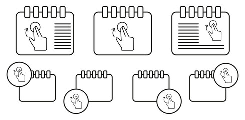 Sticker - Tap, push, hand, touch vector icon in calender set illustration for ui and ux, website or mobile application