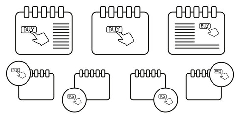 Poster - Buy, push, finger, touch vector icon in calender set illustration for ui and ux, website or mobile application