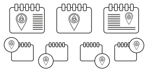 Poster - Blood donation pin vector icon in calender set illustration for ui and ux, website or mobile application