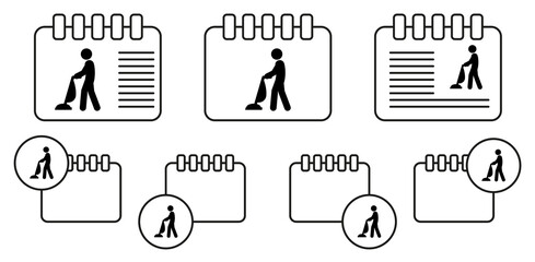 Poster - Man vacuum cleaner vector icon in calender set illustration for ui and ux, website or mobile application