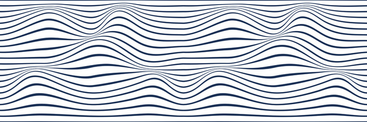 Wall Mural - Lined seamless minimalistic pattern with optical illusion, op art vector minimal lines background, stripy tile minimal wallpaper or website background.