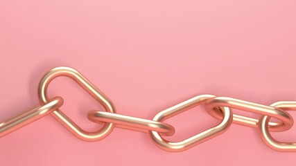 Poster - Pink studio background with gold chain and copy space. Minimal modern seamless motion design. Abstract animation