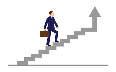 Wall Mural - Businessman rising up the stairs of the career. Growing career concept