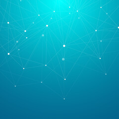 Poster - Abstract plexus background with connected lines and dots. Wave flow. Plexus geometric effect Big data with compounds. Lines plexus, minimal array. Digital data visualization, illustration
