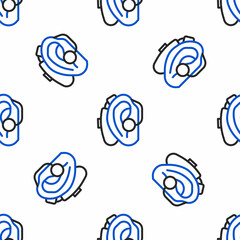 Sticker - Line Hearing aid icon isolated seamless pattern on white background. Hearing and ear. Colorful outline concept. Vector