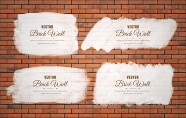 Wall Mural - white brush stroke on brown block brick wall pattern texture background