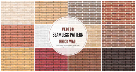 Wall Mural - block brick wall seamless pattern collection set texture background