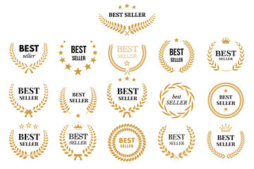 Wall Mural - Best seller icon badge set, logo label tag design template for top sales, gold award