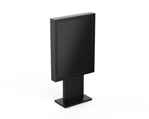 Wall Mural - LED city light billboard mockup template, acrylic information show electronic display floor stand for branding, 3d illustration