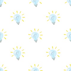 Poster - Light bulb pattern seamless background texture repeat wallpaper geometric vector