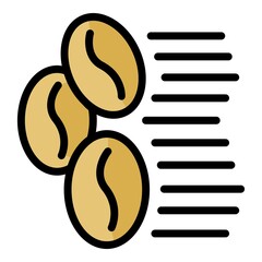 Sticker - Coffee beans icon. Outline coffee beans vector icon color flat isolated