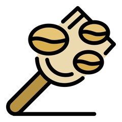 Poster - Coffee bean shovel icon. Outline coffee bean shovel vector icon color flat isolated