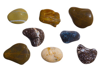 Wall Mural - a set of stones in isolation on a white background. sea pebbles