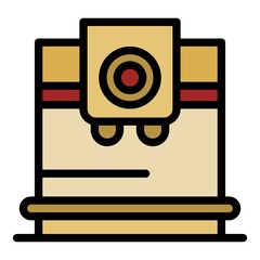 Poster - Square coffee machine icon. Outline square coffee machine vector icon color flat isolated