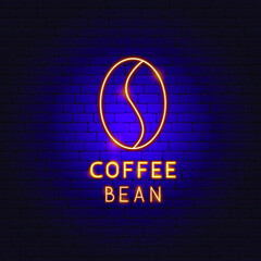 Wall Mural - Coffee Bean Neon Label. Vector Illustration of Drink Promotion.