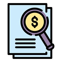 Poster - Stocks and magnifier icon. Outline stocks and magnifier vector icon color flat isolated