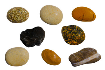 Aufkleber - a set of stones in isolation on a white background. sea pebbles