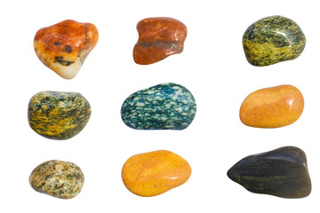 Wall Mural - a set of stones in isolation on a white background. sea pebbles