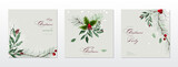 Fototapeta  - Merry Christmas square cards watercolor collection