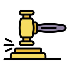 Poster - Auction hammer icon. Outline auction hammer vector icon color flat isolated
