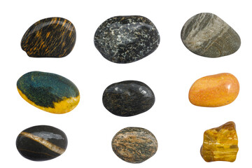 Aufkleber - a set of stones in isolation on a white background. sea pebbles
