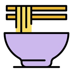 Poster - Asian ramen icon. Outline asian ramen vector icon color flat isolated