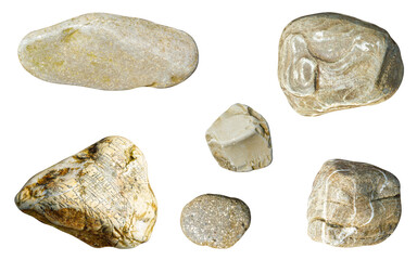 Aufkleber - a set of stones in isolation on a white background. sea pebbles