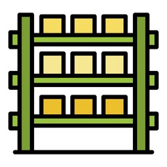 Poster - Boxes rack icon. Outline boxes rack vector icon color flat isolated