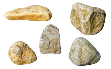 Aufkleber - a set of stones in isolation on a white background. sea pebbles