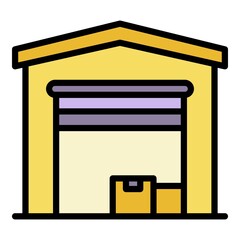 Poster - Open warehouse icon. Outline open warehouse vector icon color flat isolated