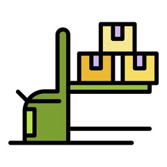 Poster - Warehouse lift machine icon. Outline warehouse lift machine vector icon color flat isolated