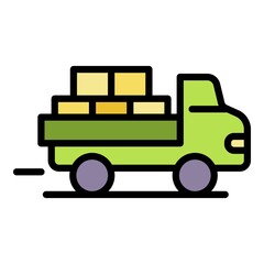 Poster - Full truck of parcel icon. Outline full truck of parcel vector icon color flat isolated